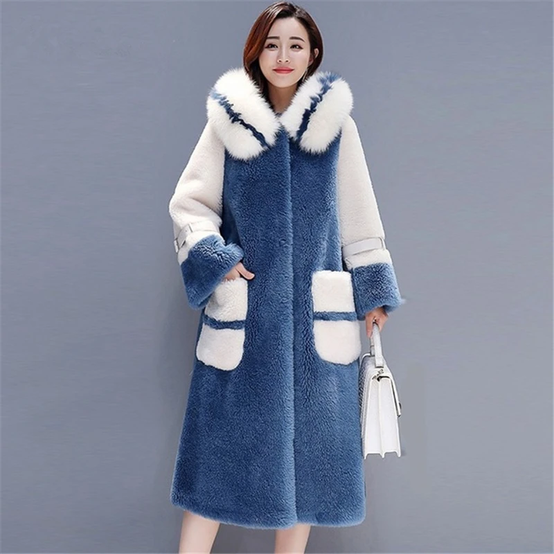 

Faux Rabbit Fur Coat 2020 Long Fur Collar Winter Women Coats Loose Overcoat Luxury Thick Warm Oversize Womens Plush Jacket 3XL