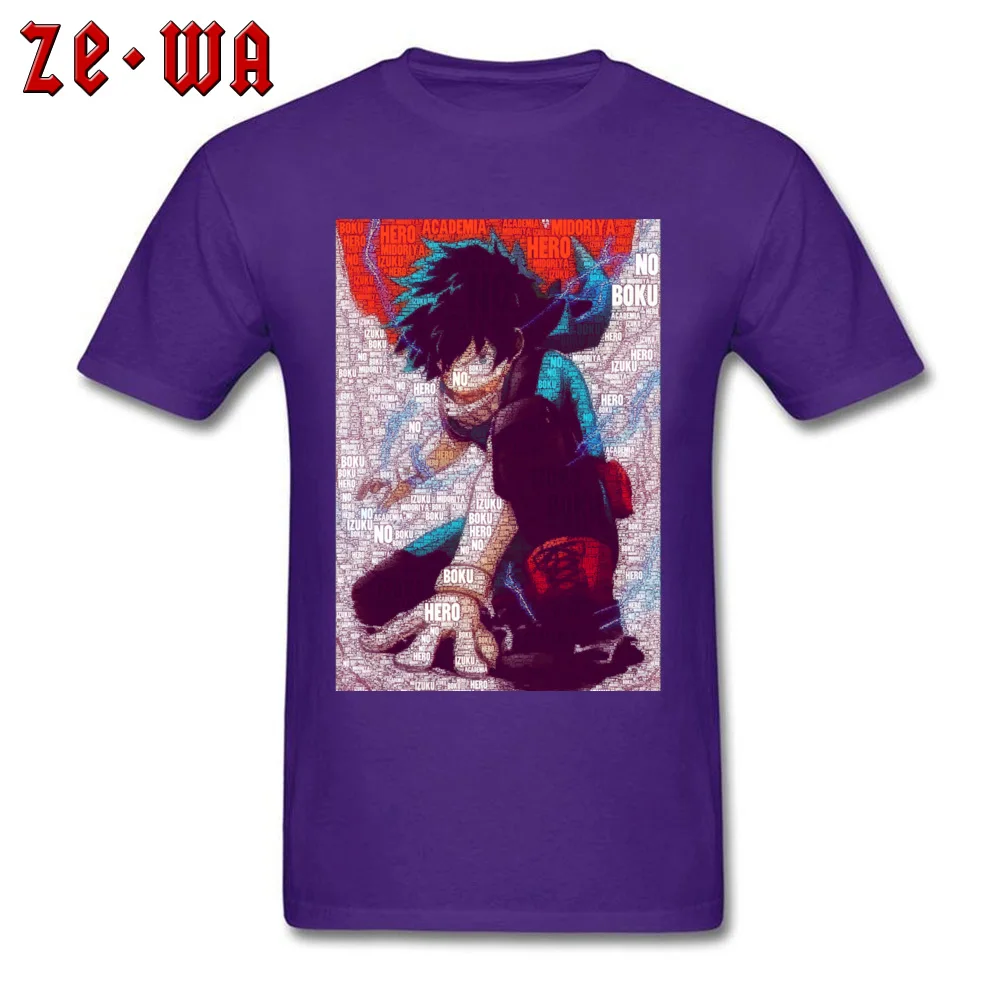 Street Tops & Tees Graphic Crew Neck Funny Short Sleeve Pure Cotton Men Tshirts Unique Tee-Shirt Drop Shipping Izuku Midoriya Boku no Hero Academia 25297 purple