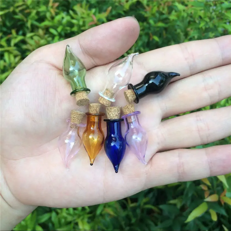 Mix 7 Colors Mini Glass Bottles Chili Shape Cute Bottles Cork Little Gift tiny Jars Vials 7 pcs/lot glass bottles mini glass bottles