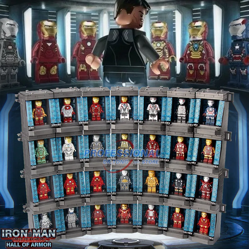 

Marvel Super Heroes Model Display Case Show Figures Iron Man Legoing Collection Building Blocks Children Toys BR251