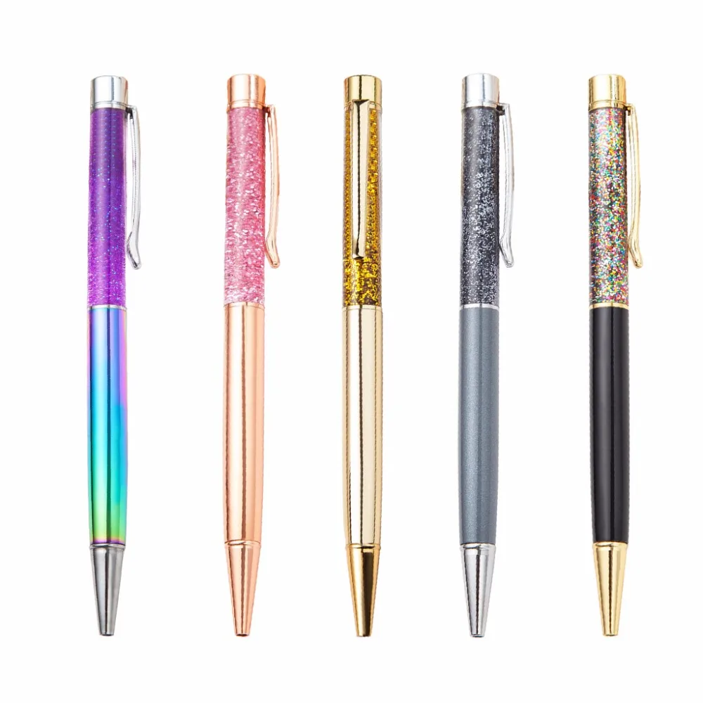 Ballpoint Pens Metal Pen Refills Bling Dynamic Liquid Sand Pen Black Ink For Office Supplies Mr27 19 Dropship