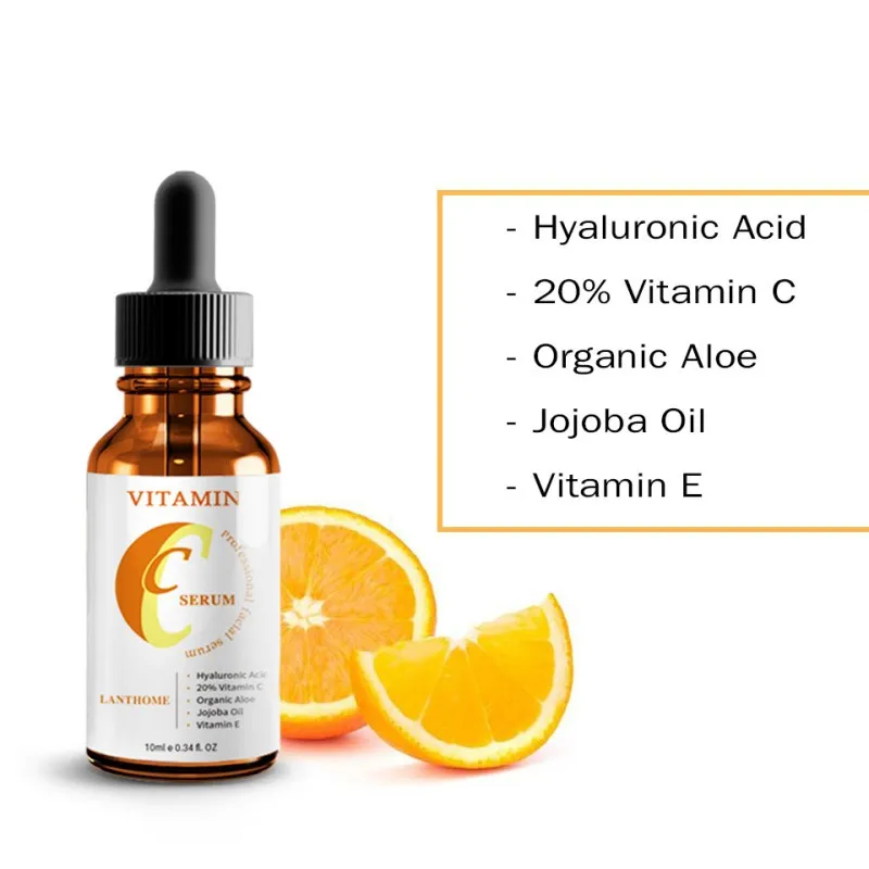 Vitamin C Hyaluronic Natural Whitening Serum Anti Aging Fade Dark Spot Wrinkle Firming Facial Essence Serum Moisturizing Skin E1