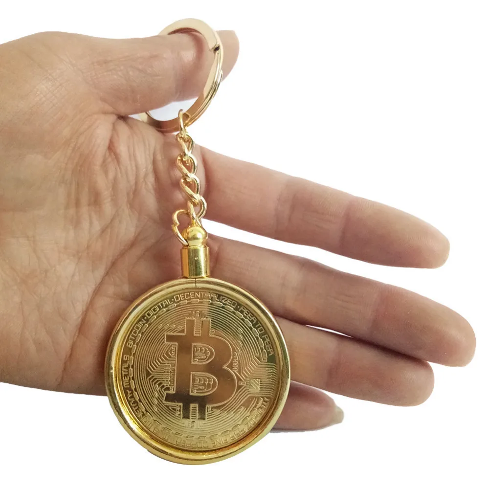 

1pc Detachable Gold Plated DIY Commemorative Coin Keychain Key Ring BTC Coin Art Collection For Bitcoin Litecoin Ether