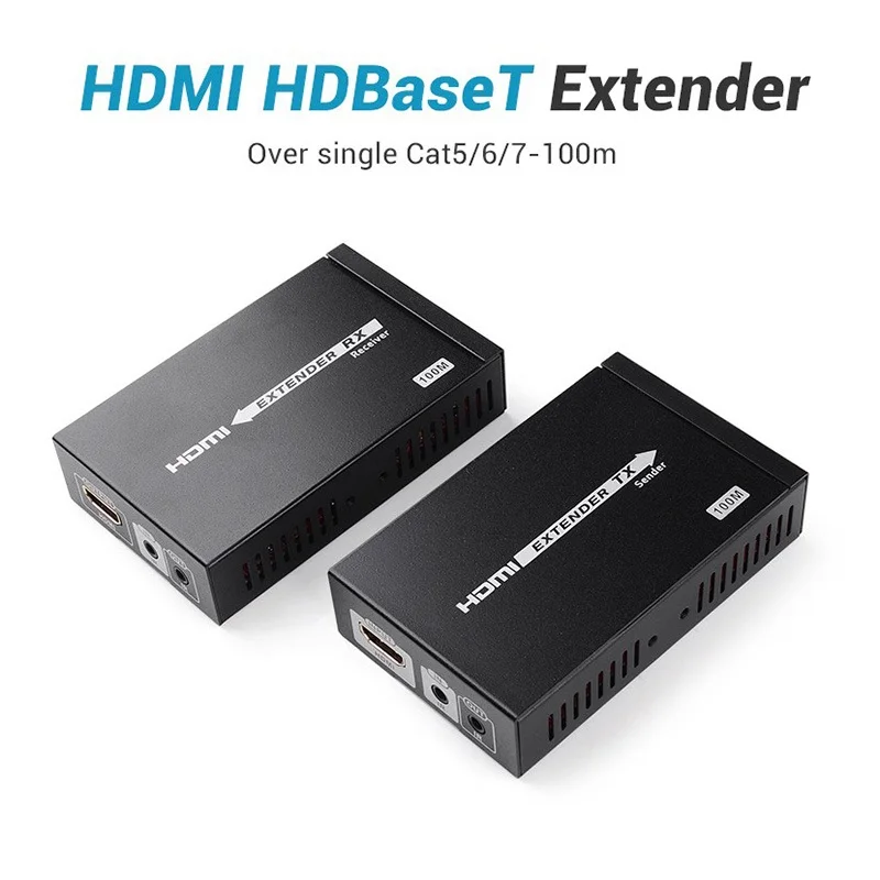 

New HDBaseT Extender 100M HDMI Extender Over Single Cat 6 Ethernet Cable 3D 4Kx2K 1080P Transmitter Receiver For HDTV