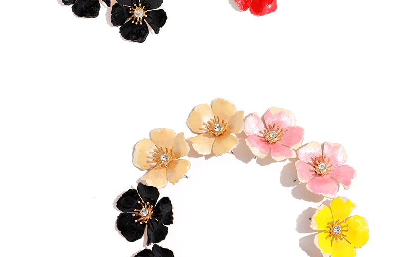 Flower Stud Earrings Female Oorbellen Yellow Statement Earrings For Women Wedding Indian Earings Fashion Jewelry Gift (2)