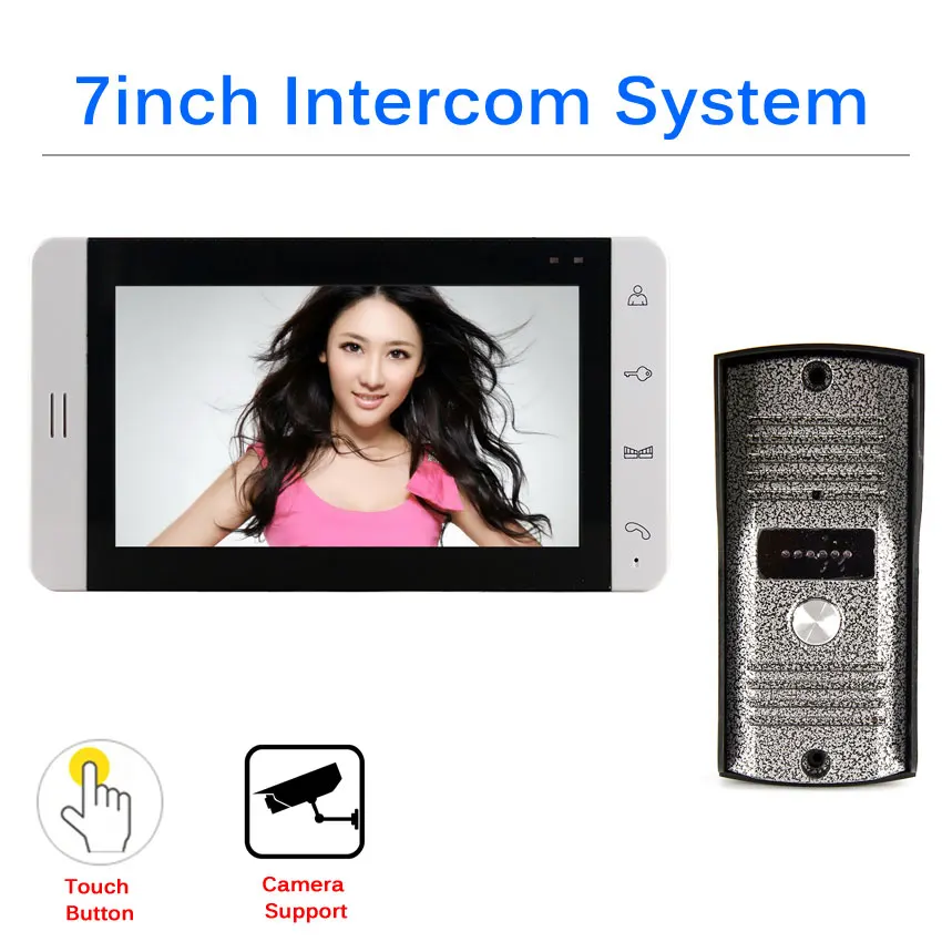 

SMTKEY 7inch HD screen Video doorp phone doorbell intercom system and 700tvl out camera unit support cctv camera input