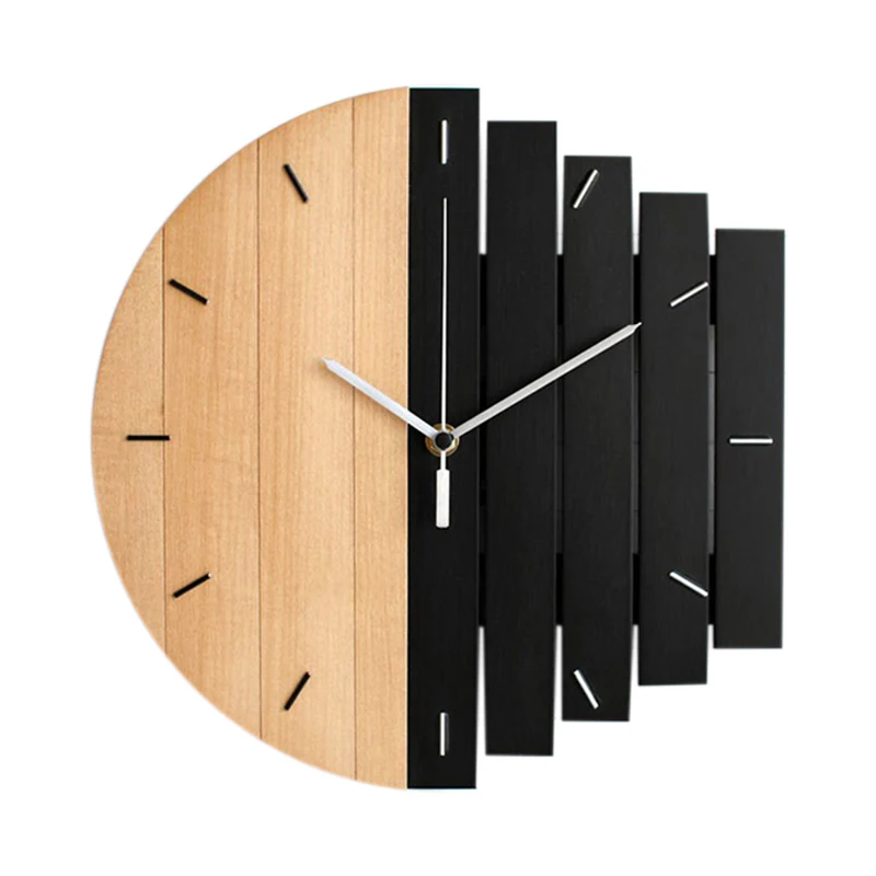 CSS деревянные настенные часы современный дизайн винтажные деревенские потертые часы тихие художественные часы украшение дома - Цвет: Black