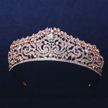 Роза Banhado A Ouro de Casamento Nupcial Da Dama de Honra Floristas tiara de Cristal coroa de Strassheadband