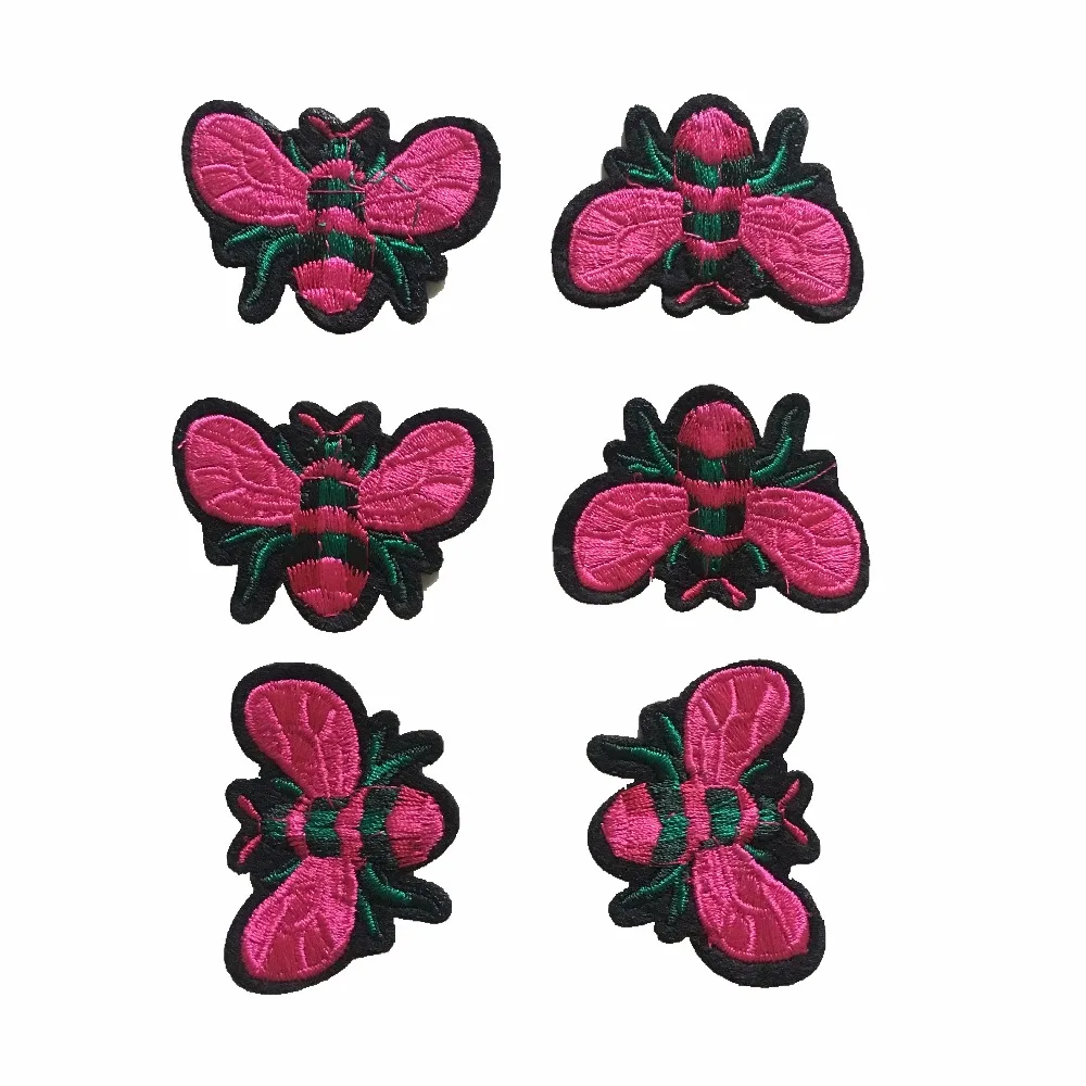 

New Arrival Pink Bee Embroidered Patches Iron on Bug Appliques Patch DIY Garmewnt Accessories Backpack Cloth Patches 20Pcs/lot