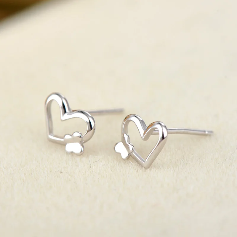 

Wholesale Earrings Stud 925 Silver Jewelry Stud Female Sterling Silver Jewelry Heart Earrings Women White Gold Plated