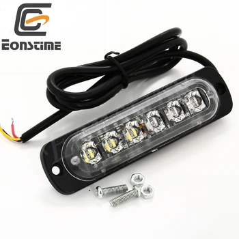 

Eonstime 6W 12V/24V Car 6Led Strobe Warning Light Strobe Flashing Light bar Truck Beacon Lamp Amber/Yellow Red Blue White