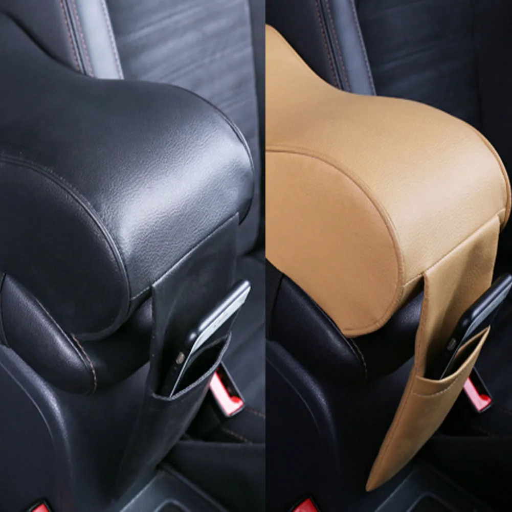 Car Universal Armrest Box Mats Car Interior Armrest Pad Set PU Leather