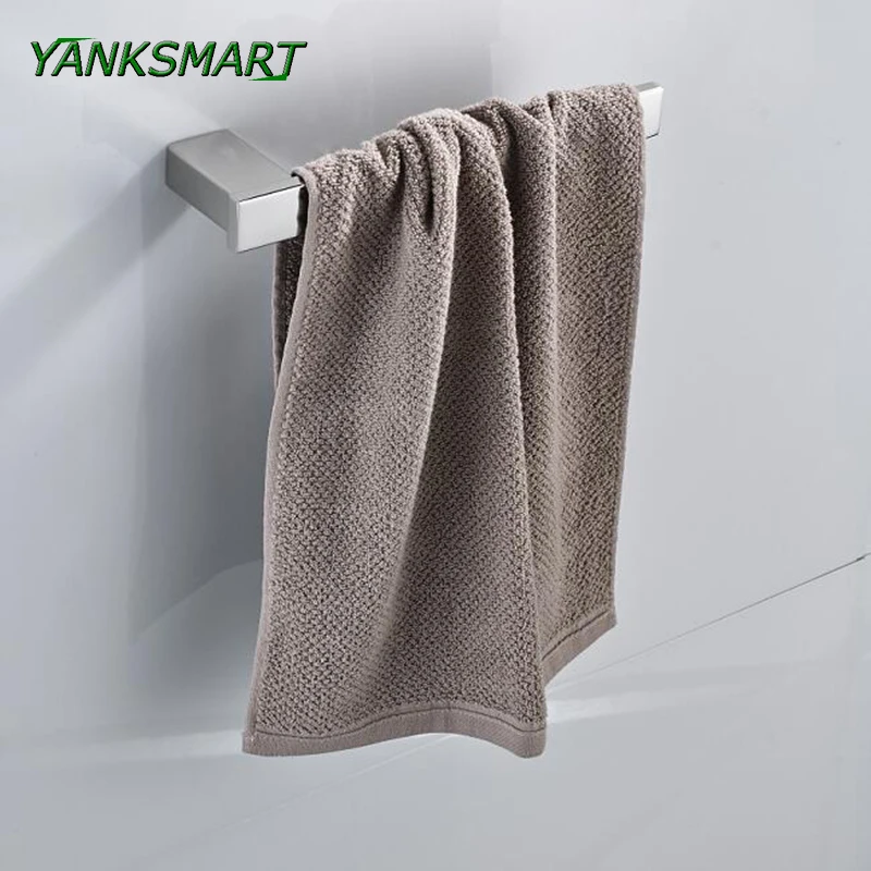 

YANKSMART Stainless Steel Wall Easy Hanging Bathroom Towel Rail Holder Rack Shelf Single Bar