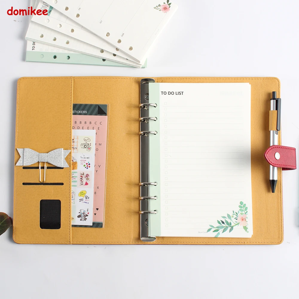 New cute colored 6 holes inner paper core for spiral binder notebooks 4 kinds:weekly planner,monthly planner, To do ,grid A5 A6