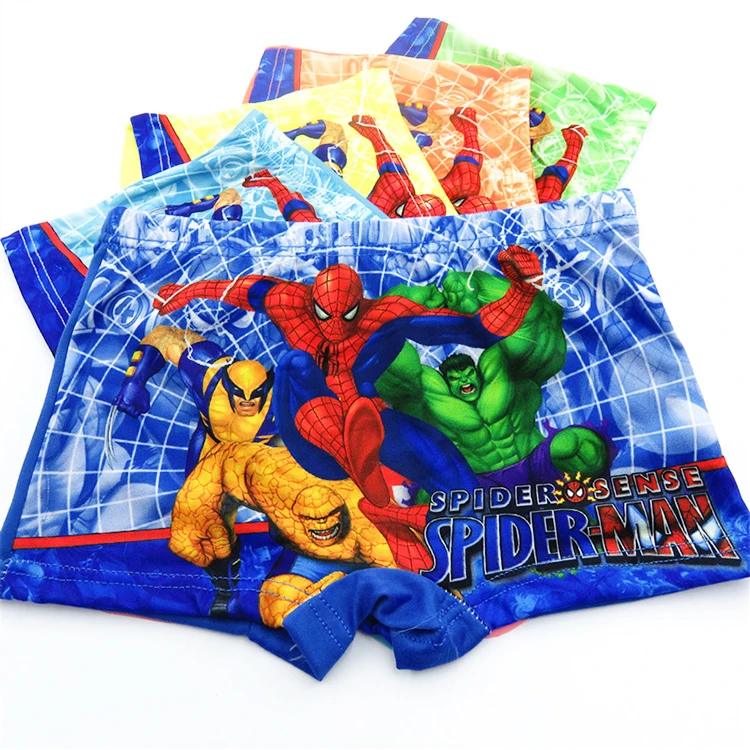 10pcs/Lot Boys Boxer Briefs Kids Underwear Baby Boy Underpants Cartoon Spiderman Soft Children Panties 3-11years Super Hero