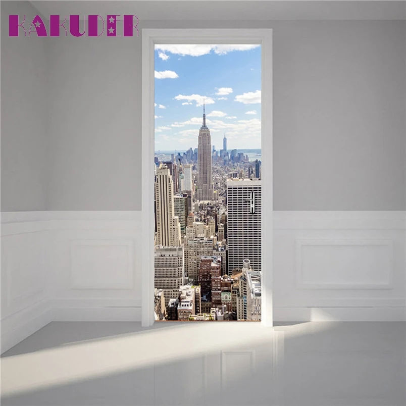 

Kakuder stickers 3d 2 pcs Wall Sticker Art Decor Vinyl Removable Mural Poster Scene Window Door Decal*30 GIFT Drop shipping