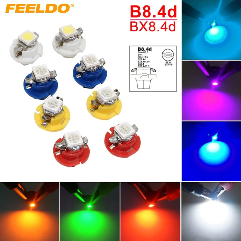 

FEELDO 2pcs 7colors Car 12V B8.4d/BX8.4d 1SMD 5050 Gauge Dashboard LED Light Interior Lamp #HQ4236