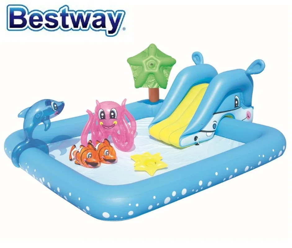 53052 Bestway 2.39mX2.06mX86cm фантастический аквариум игровой бассейн 94 &quotx 81&quot x 34 &quot центр