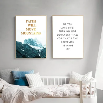 

NICOLESHENTING Motivational Quote Minimalism Art Canvas Poster Painting Snow Mountain Wall Picture Print Modern Home Decoration