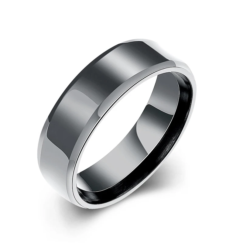 Trendy Full Black Rings For Men Wedding Band Comfort Fit Stainless