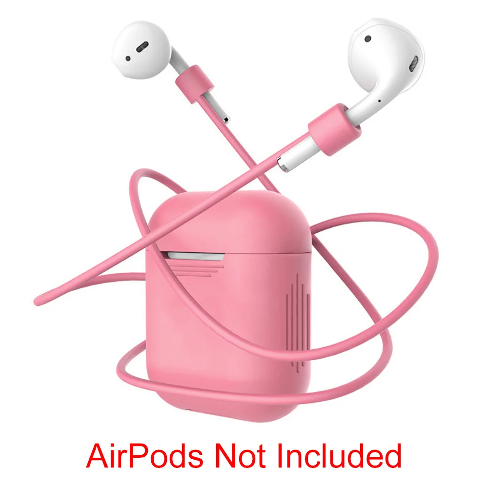 Силиконовые чехлы для Apple аксессуары для airpods футляр для наушников i9s i10 i11 i13 i19 TWS комплекты шнурков Air Pods Watch band Coque - Цвет: Pink with Rope