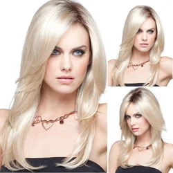 High Temperature Fiber Long Gold Straight Platinum Blonde Wig Hair Costume Wigs Glueless Heat Resistant Wigs For Women High Temperature Fiber Long Gold Straight Platinum Blonde Wig Hair Costume Wigs Glueless Heat Resistant Wigs For Women