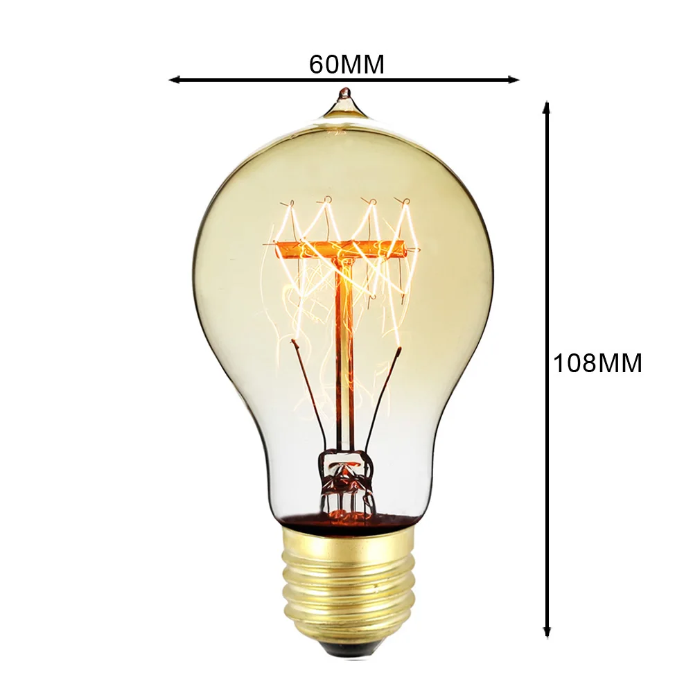 Декор лампочки лампы накаливания эдиссона в винтажном стиле лампа накаливания 220 V 40 W E27 спираль четыре петли углерода теплый белый A60/A19 наконечник - Цвет: Amber