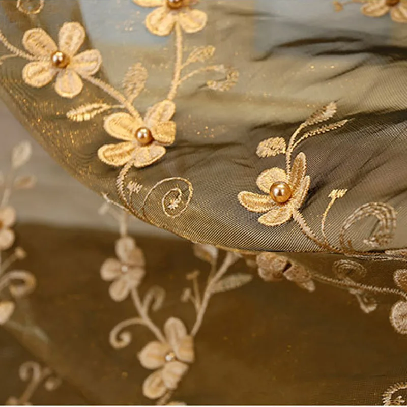 Европейский жемчужный вышитый цветок бежевый прозрачный вуаль Cortinas для гостиной кофейная занавеска тюль для спальни балкон 362& 30