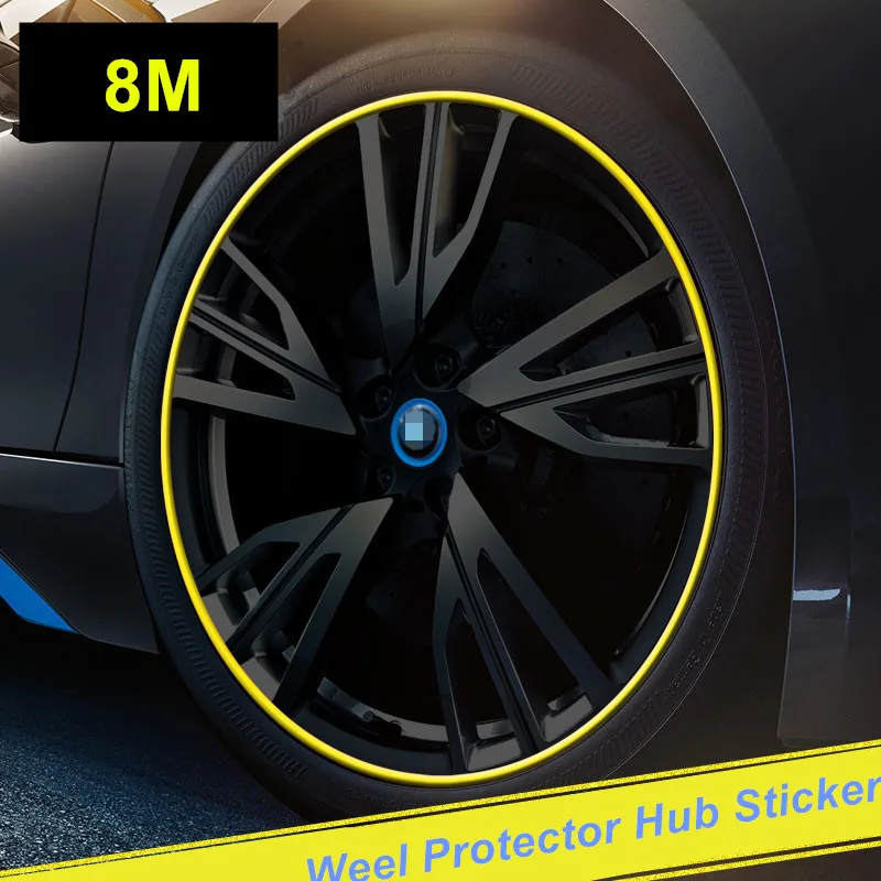 

Car Styling 8M Car Wheel Protector Hub Sticker Car Decorative Styling Strip Rims blade Tire Protection Car Accessories