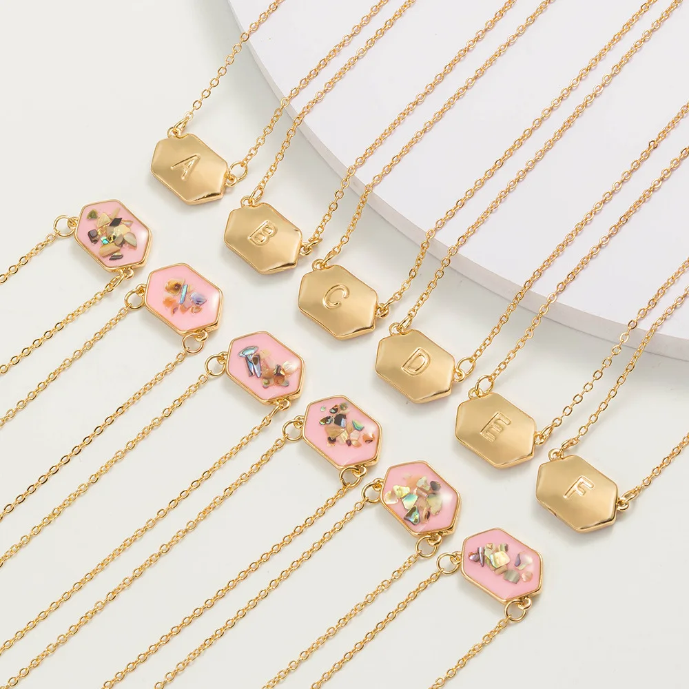 

Rhombus Letter A-Z Simple Necklace For Women Shell Light Gold & Silver Color Choker Necklace Brithday Daily Jewelry KAN027