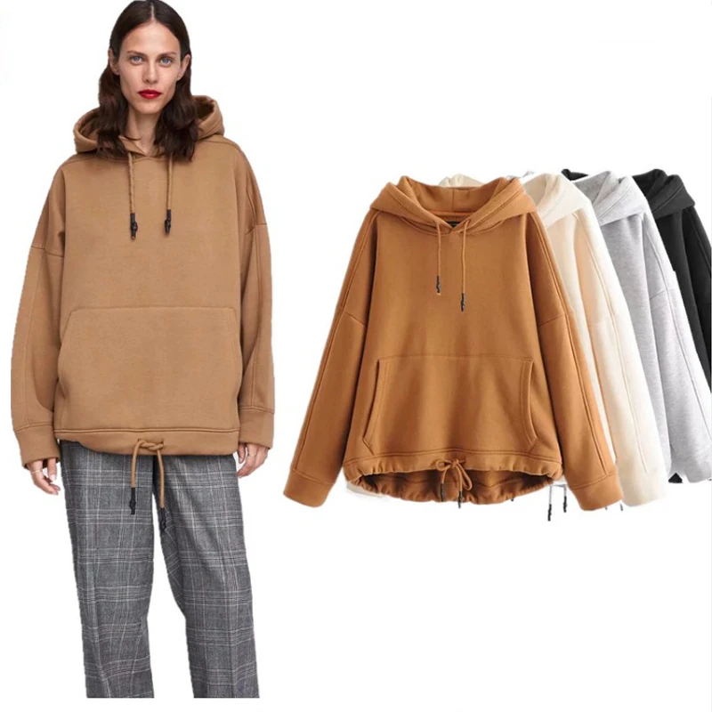  COZARII 2018 women hoodie Sweatshirts hooded Early autumn kangaroo solid hooded regular fashion Wom