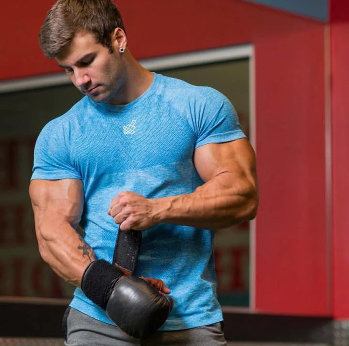 Gymnorth брендовая одежда прямые продажи от производителей Летняя мужская плотная эластичная футболка Бодибилдинг Досуг Спорт Бег скорость