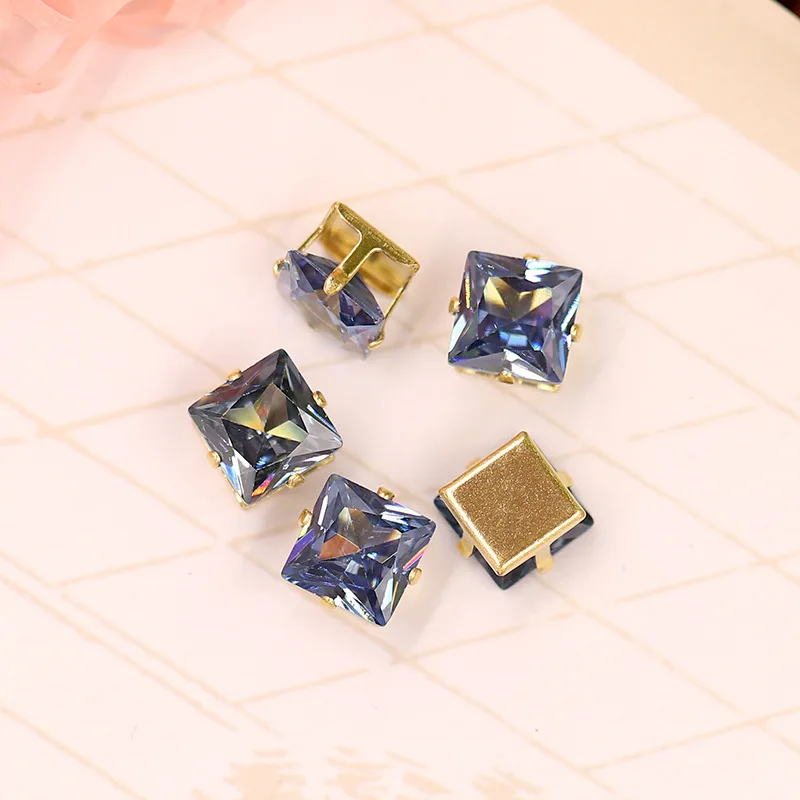 Многоцветный супер флэш в форме квадрата натуральный циркон, конкурентоспособные продукты пришить камни для diy/ювелирные аксессуары 8 мм 20шт - Цвет: Ink blue