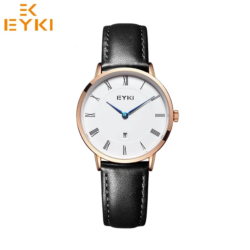 

EYKI Fashion Simple Women' Watches Analog Display Date Function Leather Strap Female Clock 3ATM Water Resistant relogio feminino