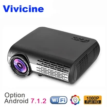 VIVICINE 1080p LED font b Projector b font Option Android 7 1 WiFi Bluetooth Home Theater