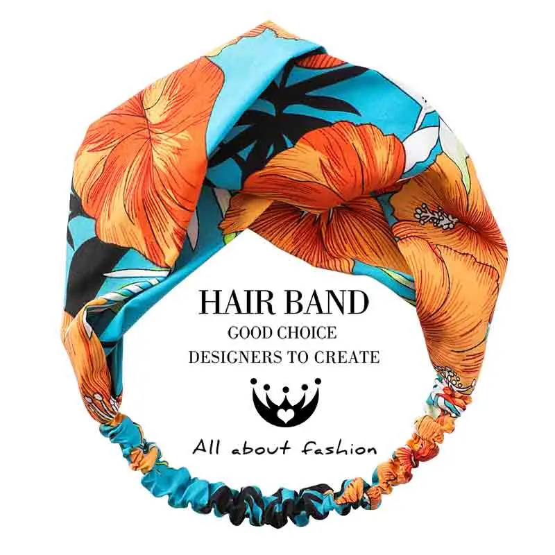 Haimeikang, осенняя Цветочная повязка на голову, женские аксессуары для волос, тюрбан, бант для волос, шарф для волос, банан, головная повязка, для морского отдыха, головной убор - Цвет: Многоцветный
