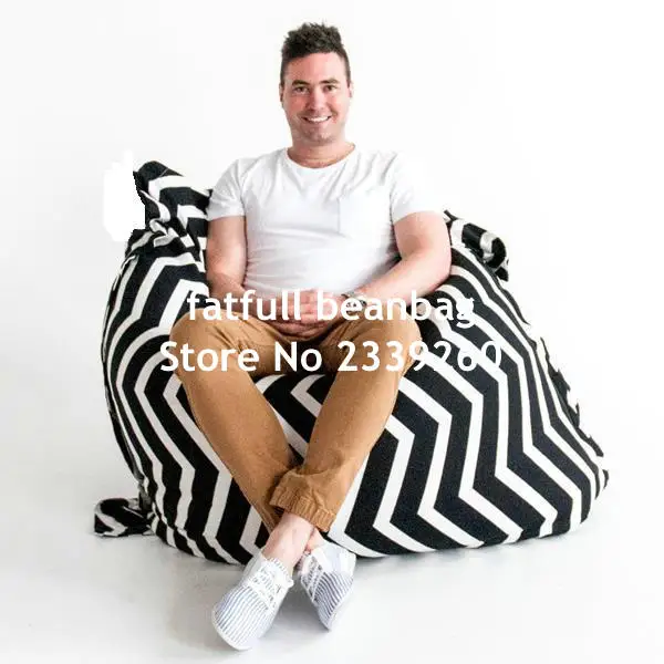 Cover only No Filler-Chevron bean bag chair , black and white zigzag mattress