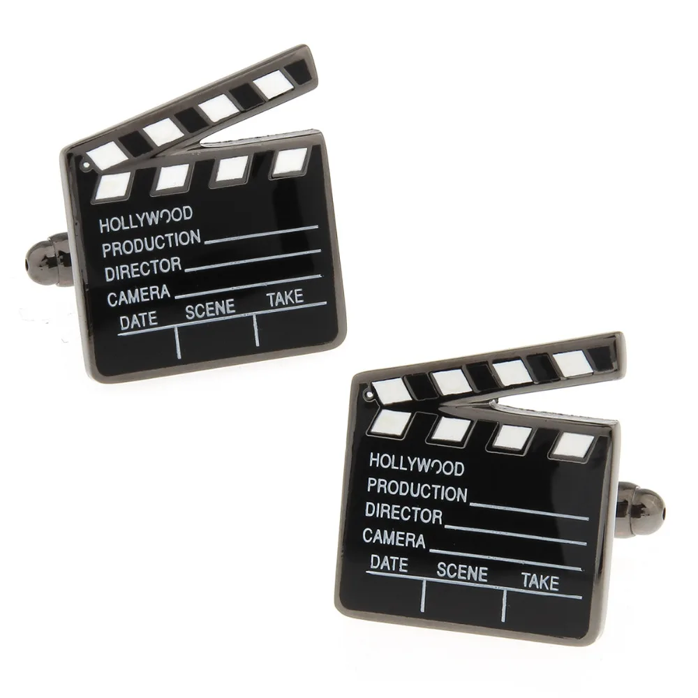 Mens Wedding Cufflinks Novelty Fancy Clapperboard & Clean Cloth 170049
