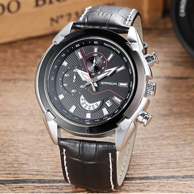 

New Multi-function Running Seconds Chronograph Watch Male Business Quartz Watch Men's Top Brand Clock Waterproof Table Calendar