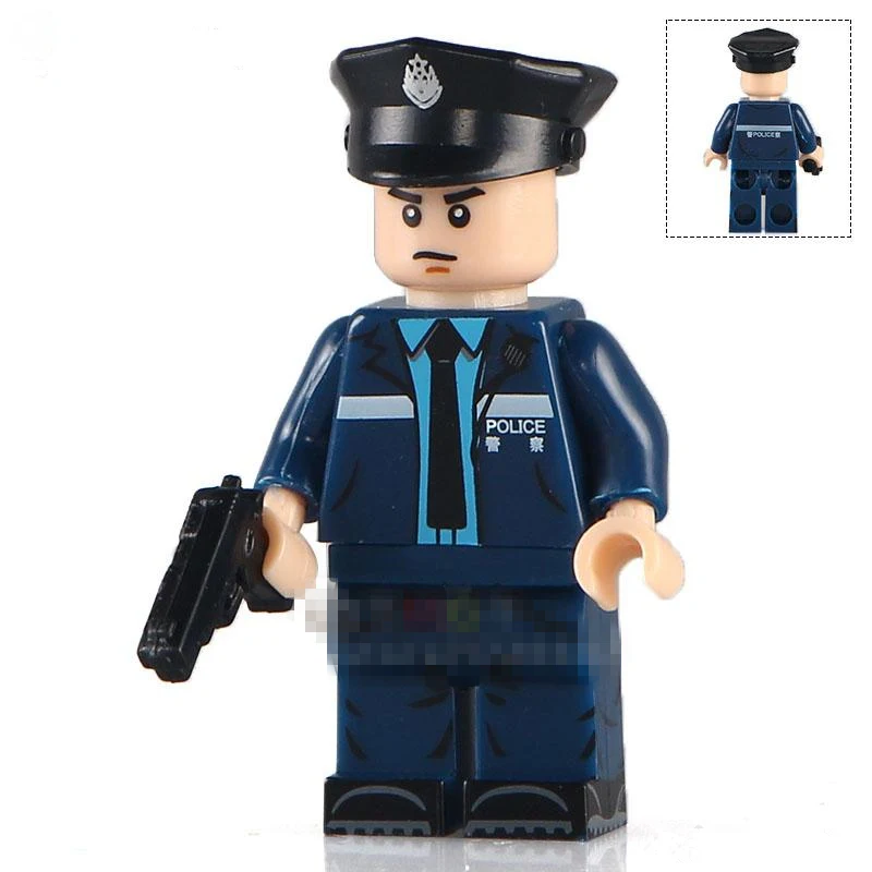 

Single Sale Series Blue Uniform Policeman avengers star war Minifig Assemble Model DIY 3D Building Blocks Kids Gifts Toys