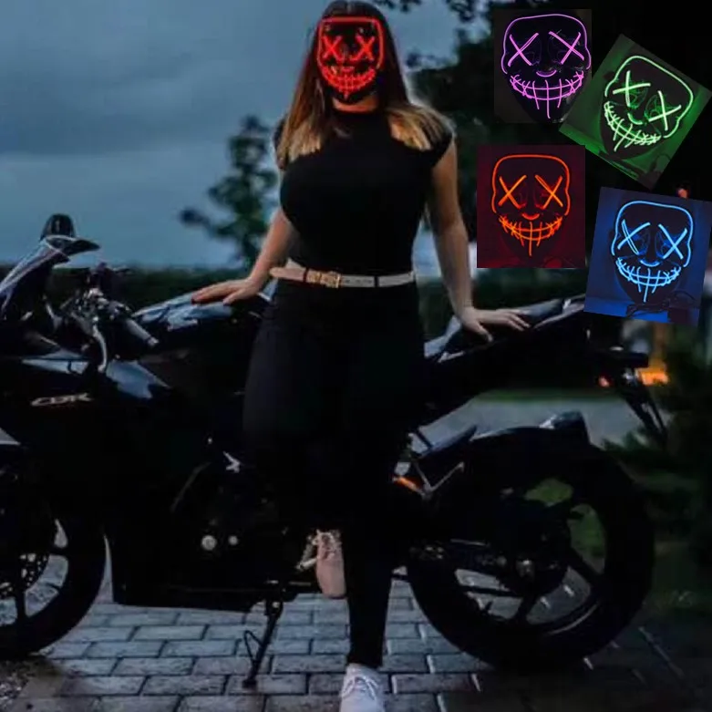 

Vmangweet Halloween mask LED Light Up Party Masks Neon Cosplay Mascara Horror Glow In Dark Masque V for Vendetta