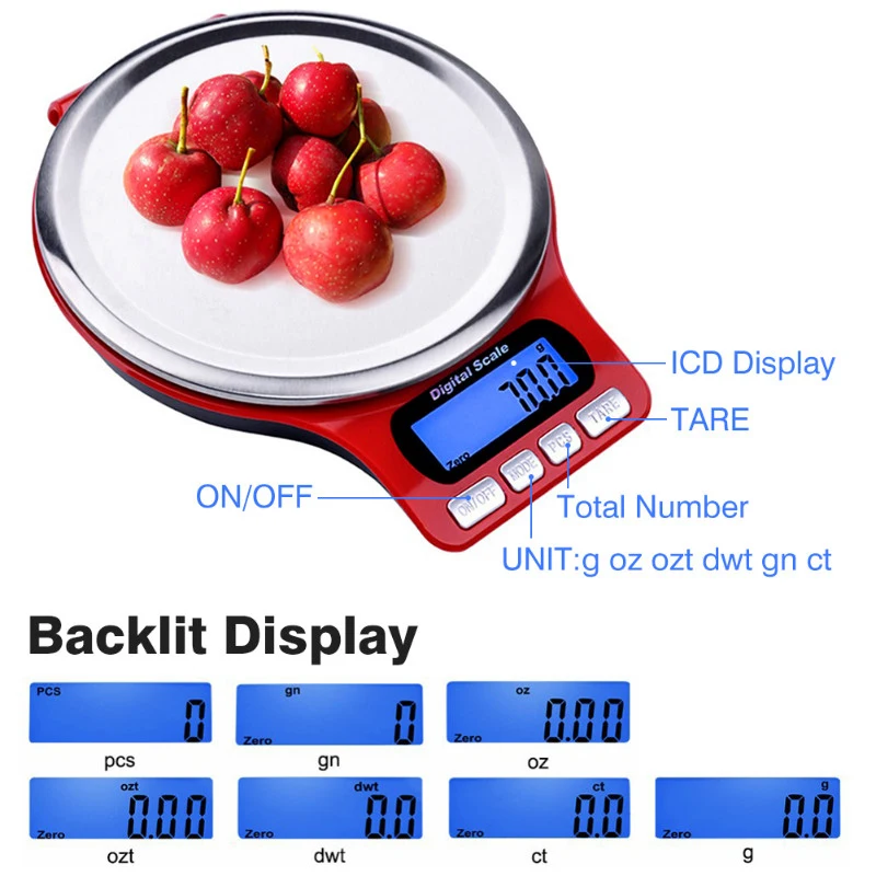

Hot LCD Digital Kitchen Scale Gram Electronic Metal Precision Scale Kitchen Food Measuring Tools Pallet Food 5000g/1g,3000g/0.1g