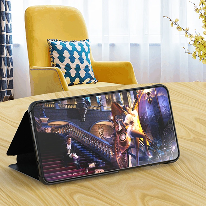 Чехол книжка с полным покрытием для Huawei Y7 Pro Prime Y6 Y9 2019 чехол подставка зеркальный