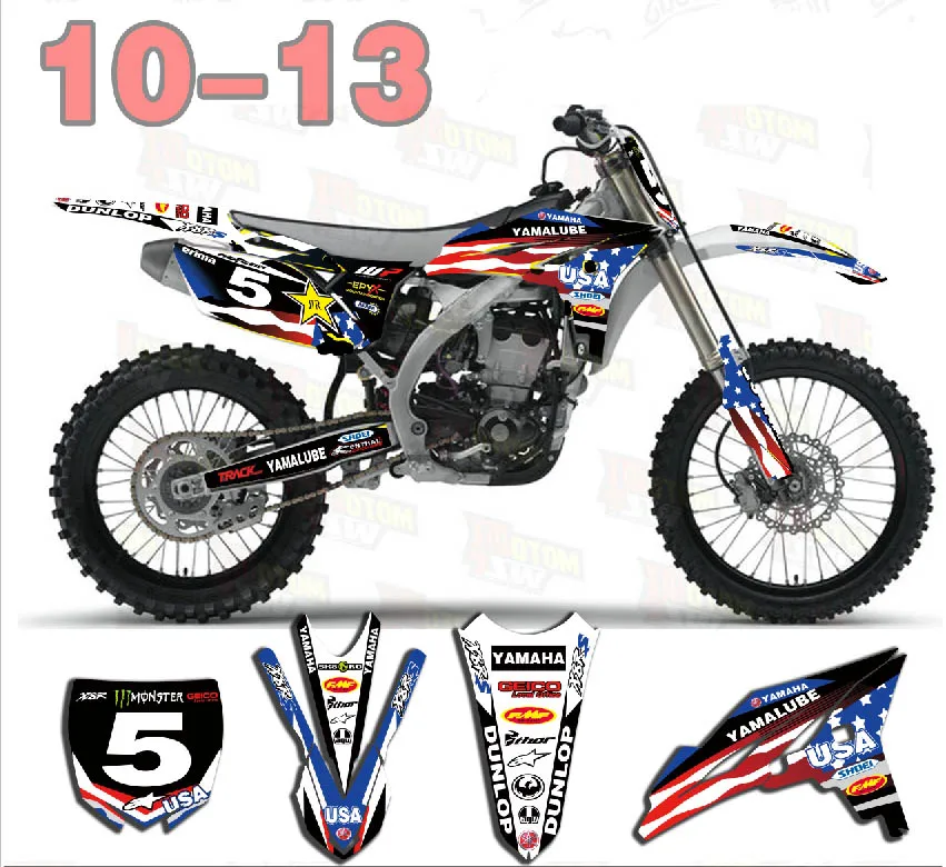 Байк графика мотоцикл наклейки для Yamaha YZ250F YZF250 2010 2013 YZ 250F|Наклейки на автомобиль| |