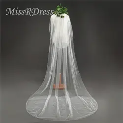 MissDress два слои, свадебная Фата с расческой 3M Длинный мягкий фатин свадебная фата Кот Дешевые покрывал для свадьбы аксессуары JKm14