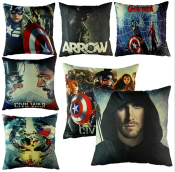 

Super hero Justice league Pillow Case Captain America Cotton Linen Pillowcases 45x45cm Decorative Pillow Cover Home Living NB035