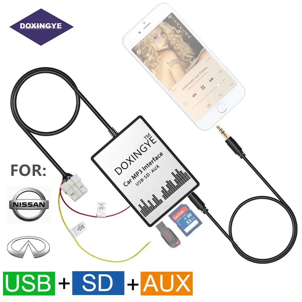 DOXINGYE USB SD AUX Автомобильный MP3 музыкальный адаптер CD Changer аудио адаптер для Nissan Almera Maxima Teana Infiniti FX \ EX 4+ 8PIN интерфейс