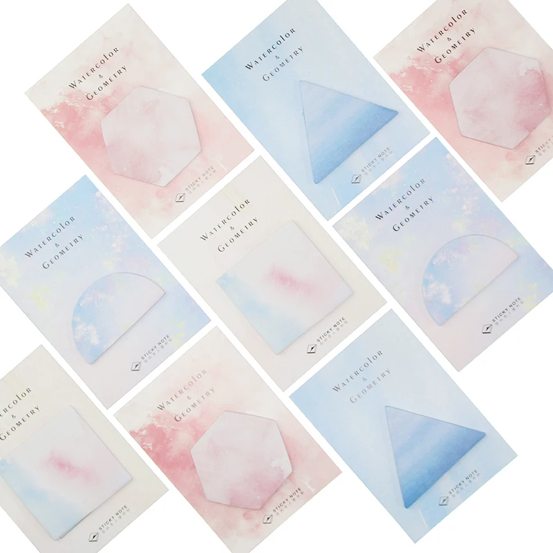 

Cute Kawaii Watercolor Memo Pad Creative Geometry Note For Kids Gift Korean Stationery Free Shipping