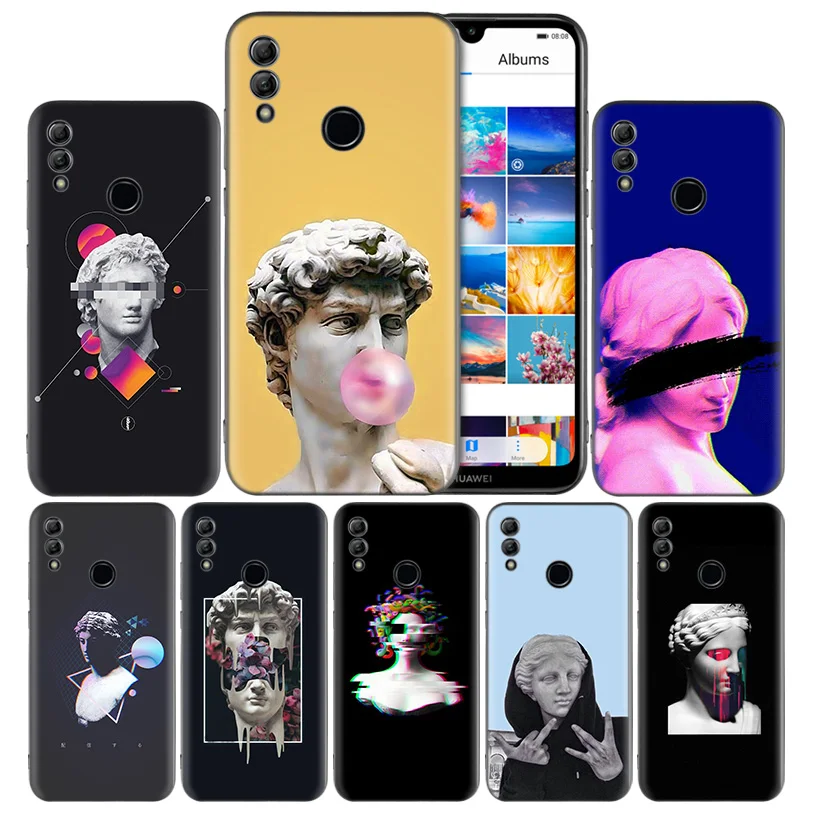 

Michelangelo Art Statue Black Silicone Case Cover for Huawei Honor 8X 8C 8A 8S 10 10i Lite Play V20 Y9 Y7 Y6 Y5 Prime 2018 2019