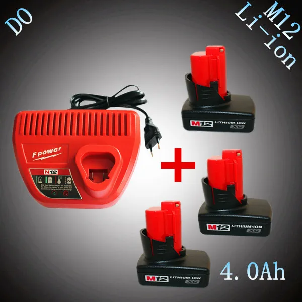 

3PCS 4000mAh Lithium Ion Power Tool Rechargeable Battery with Charger Replacement for Milwaukee 12V M12 48-11-2401 48-11-2402